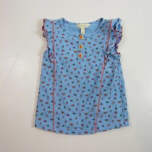 matilda jane girl's shirt voyager top blue bugs insect size 4